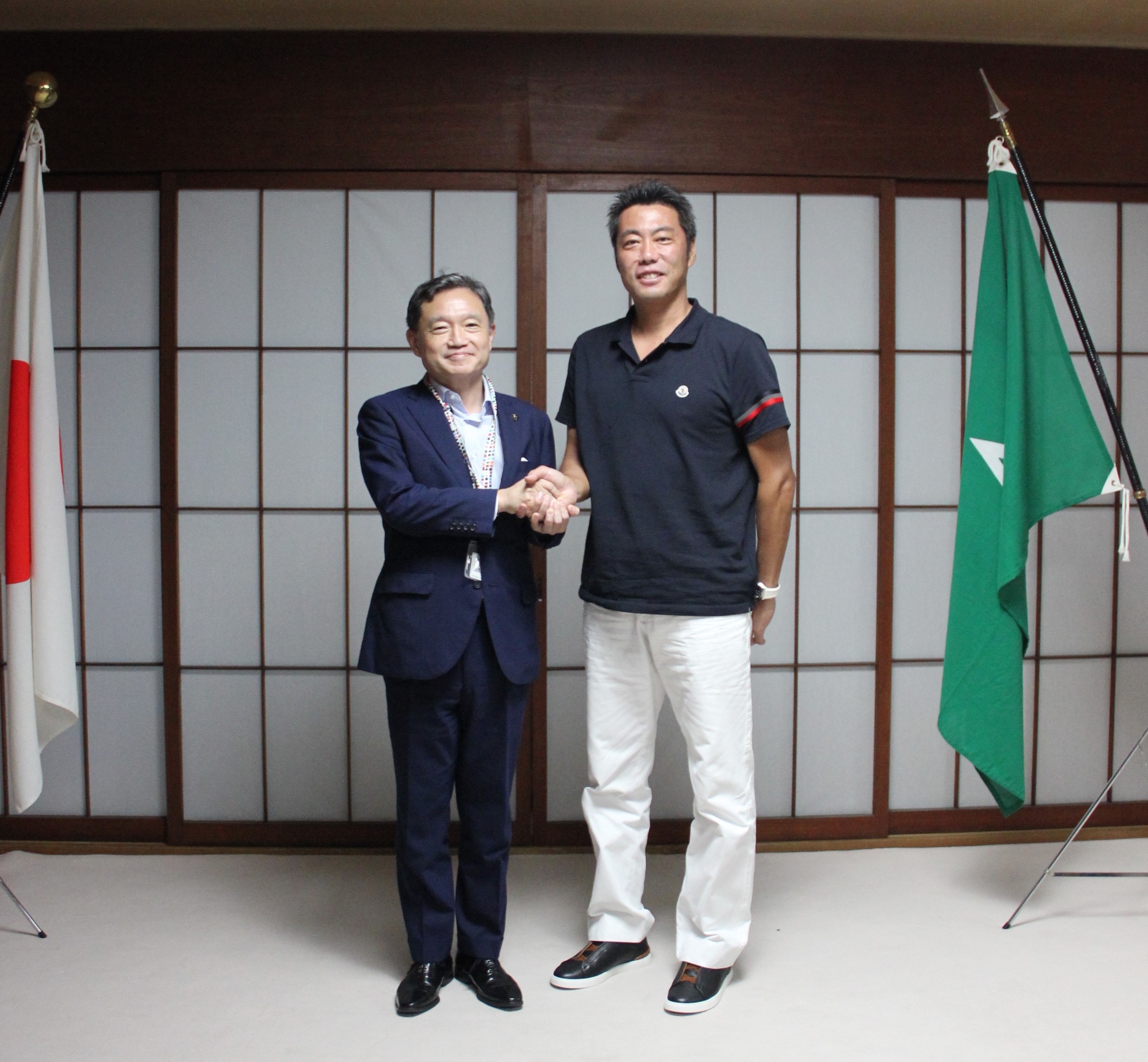 きたぎんボールパーク公式アンバサダー上原浩治さんが盛岡市長表敬訪問